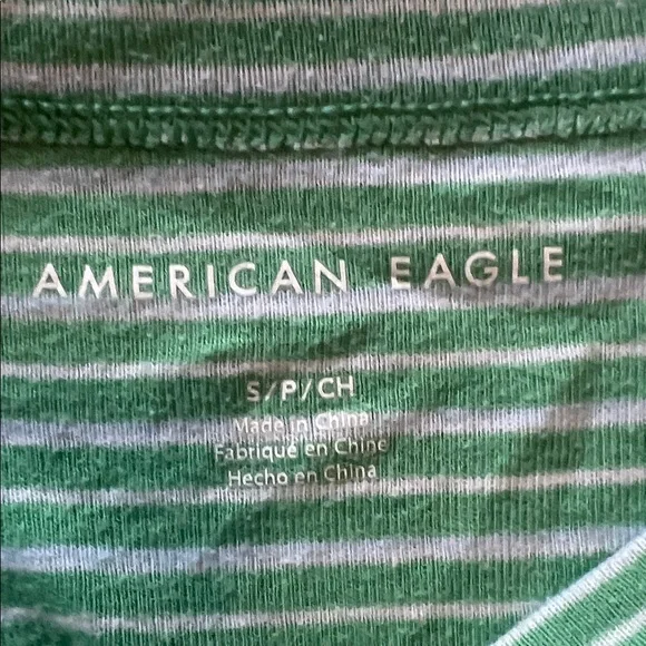 American Eagle Outfitters Green and White Striped Shirt - Picture 2 of 3